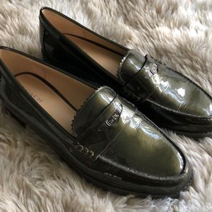 New! COACH Green Patent Loafers, Size 9.5